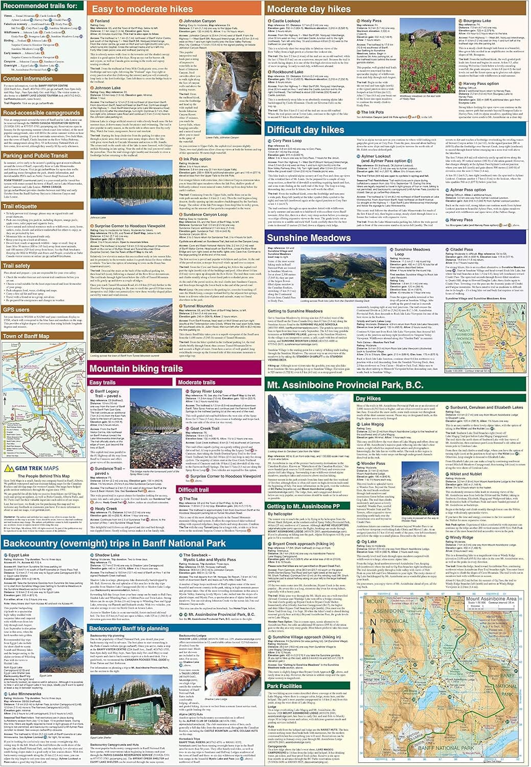 Carte de randonnée - Banff & Mount Assiniboine (Alberta, Canada) | Gem Trek carte pliée Gem Trek Publishing 