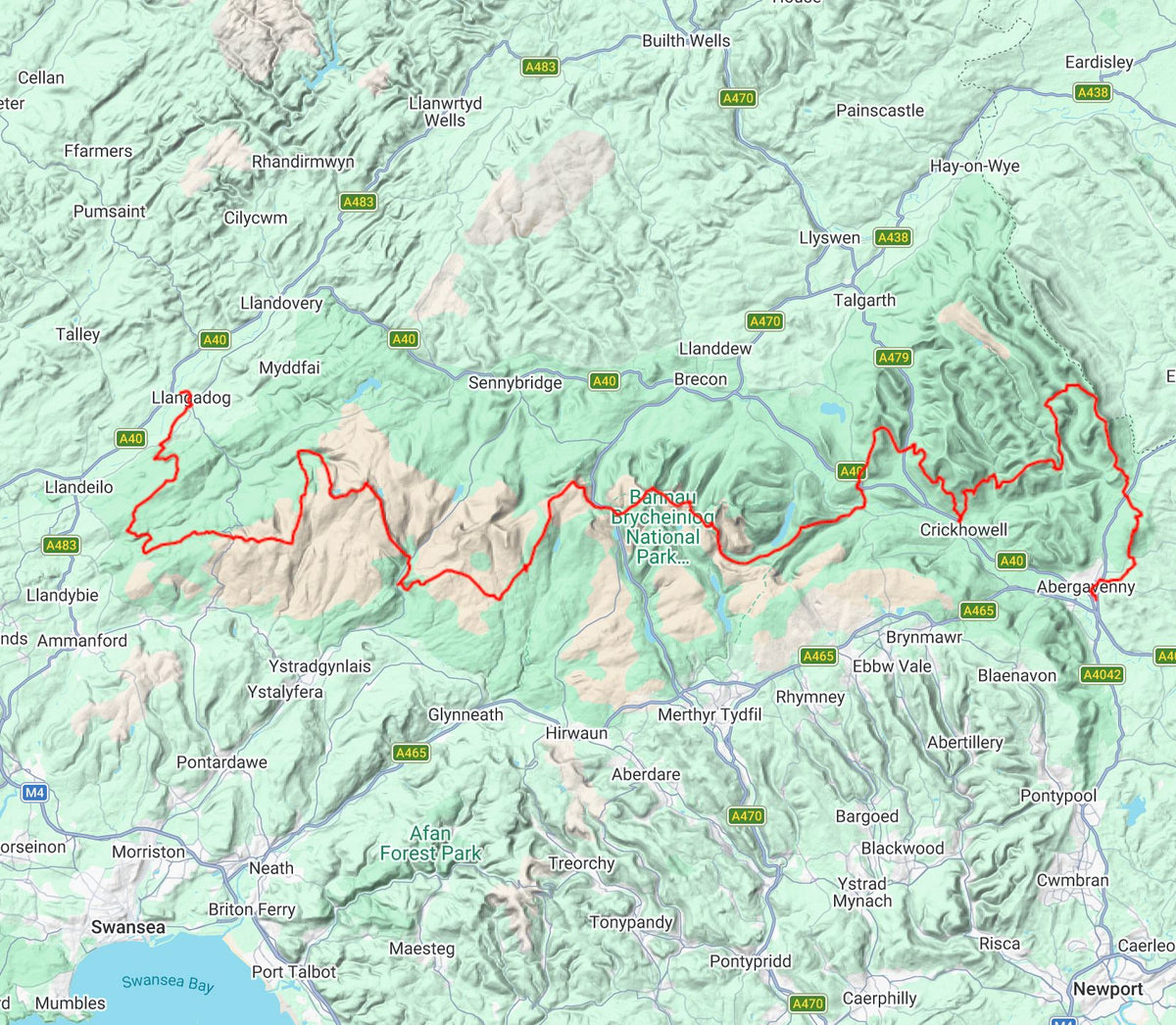 Carte de randonnée - Beacons Way XT40 | Harvey Maps - Long distance route carte de randonnée Harvey Maps 