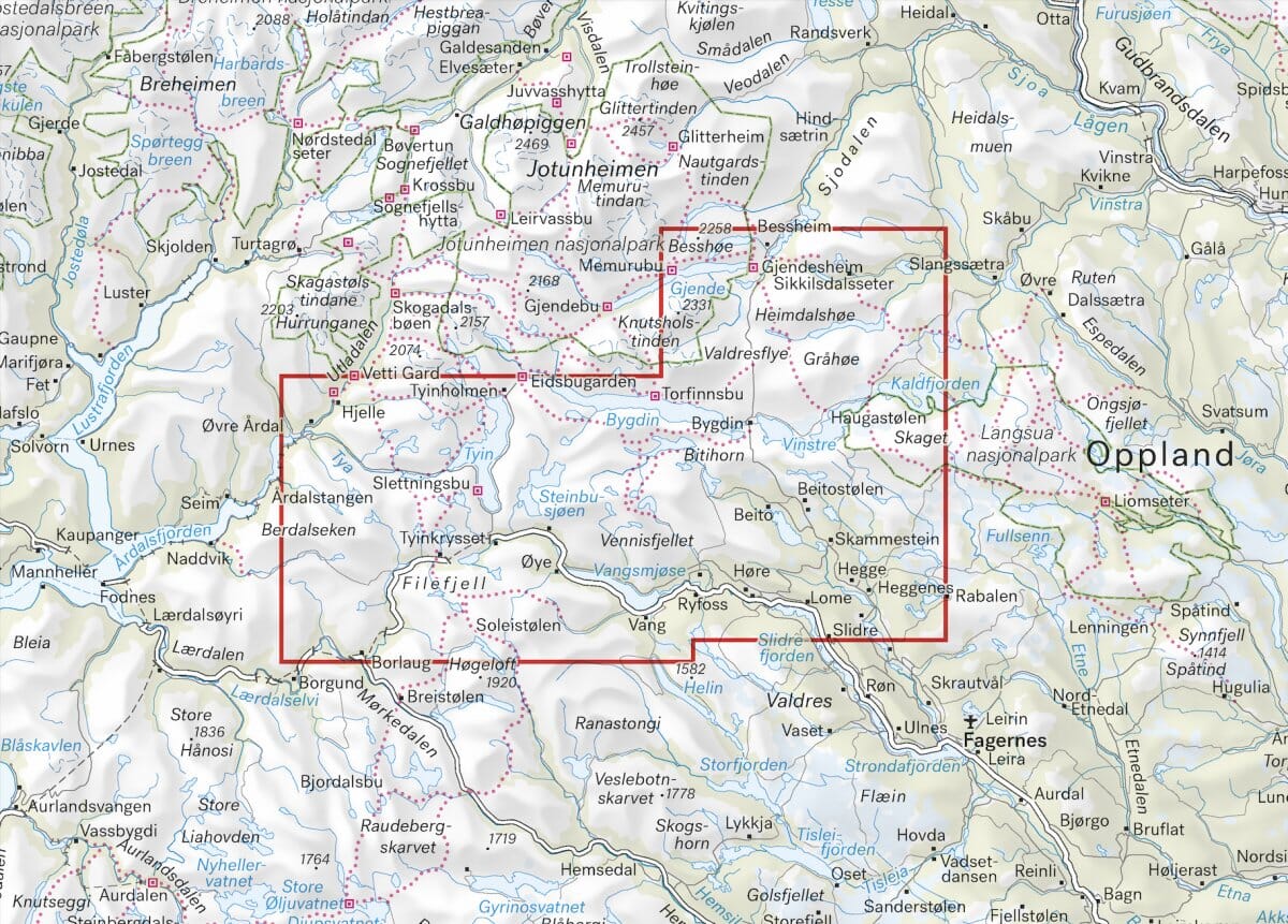 Carte de randonnée - Beitostølen & Filefjell (Norvège) | Calazo - 1/50 000 carte de randonnée Calazo