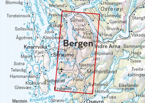 Carte de randonnée - Bergen & 7-fjellsturen - Stikart (Norvège) | Calazo carte de randonnée Calazo