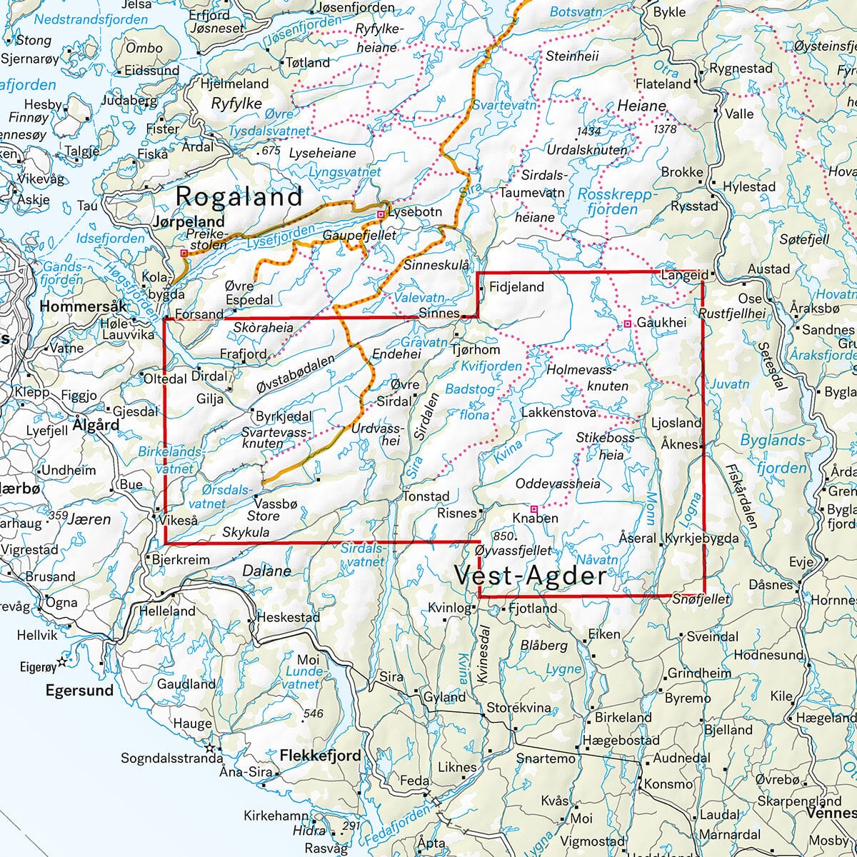Carte de randonnée - Bjerkreimsheiene & Setesdal Vesthei sør (Norvège) | Calazo - 1/50 000 carte de randonnée Calazo 