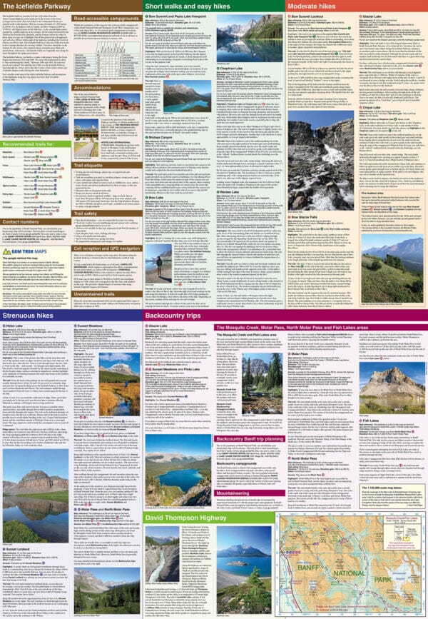 Carte de randonnée - Bow Lake (PN Banff et Jasper, Alberta) & Saskatchewan crossing | Gem Trek carte de randonnée Gem Trek Publishing