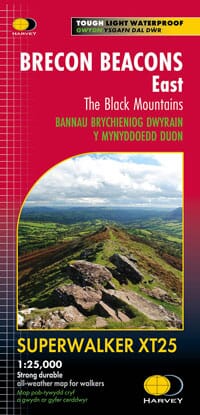 Carte de randonnée - Brecon Beacons Est XT25 | Harvey Maps - Superwalker maps carte pliée Harvey Maps 