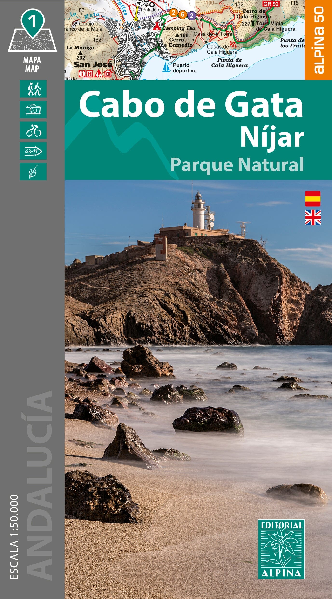 Carte de randonnée - Cabo de Gata, Nijar (Andalousie) | Alpina carte de randonnée Editorial Alpina