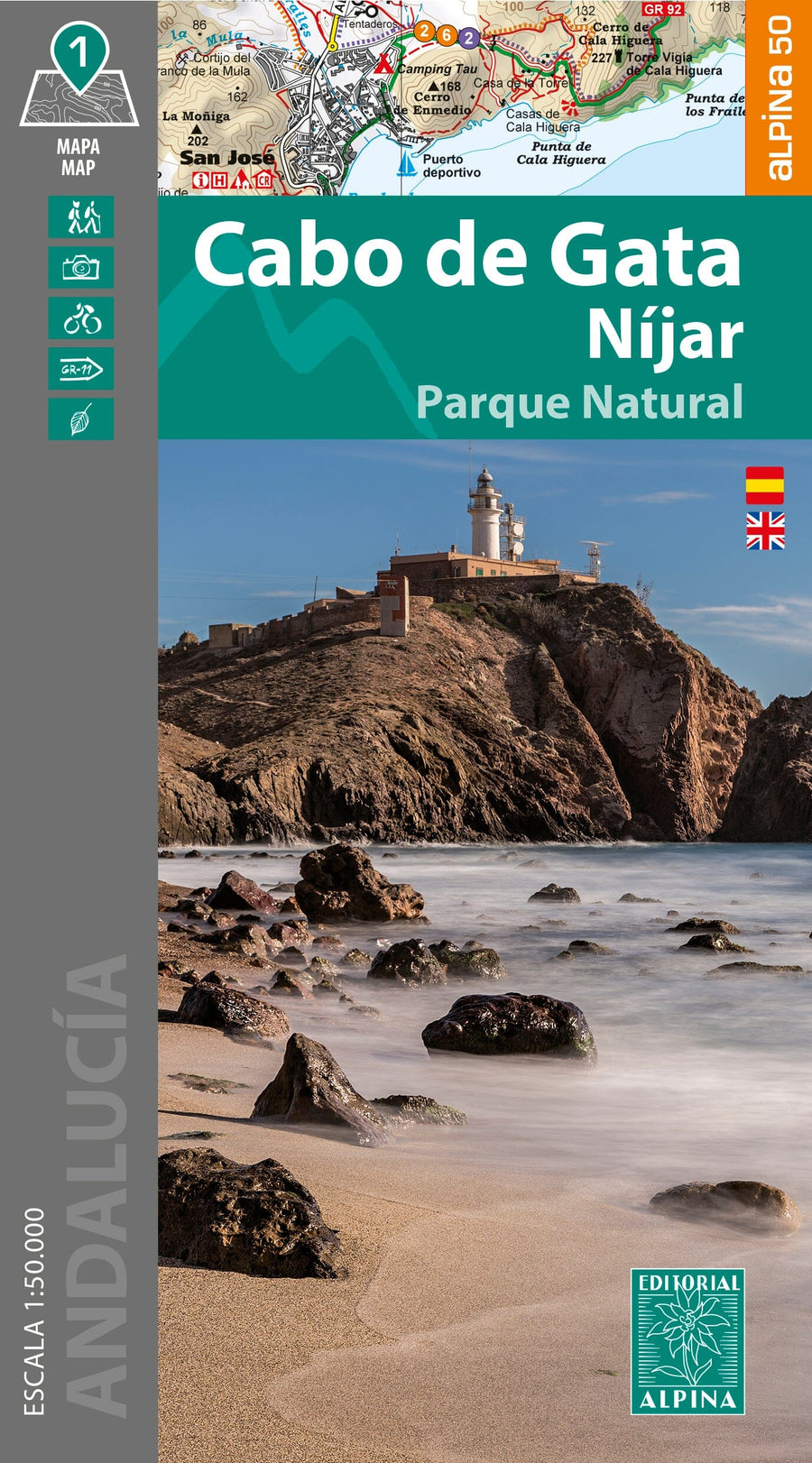 Carte de randonnée - Cabo de Gata, Nijar (Andalousie) | Alpina carte pliée Editorial Alpina 