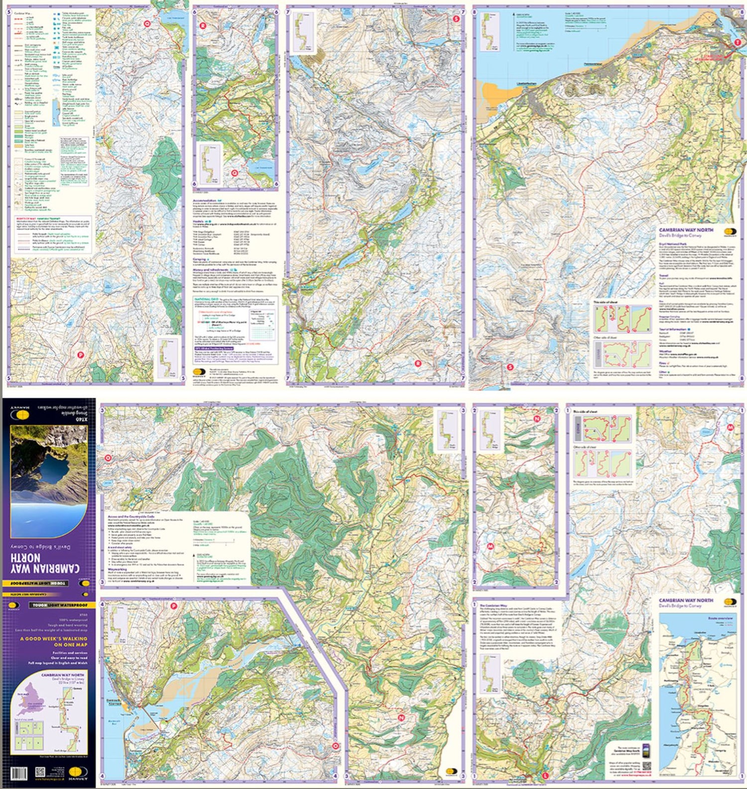 Carte de randonnée - Cambrian Way North XT40 | Harvey Maps carte de randonnée Harvey Maps