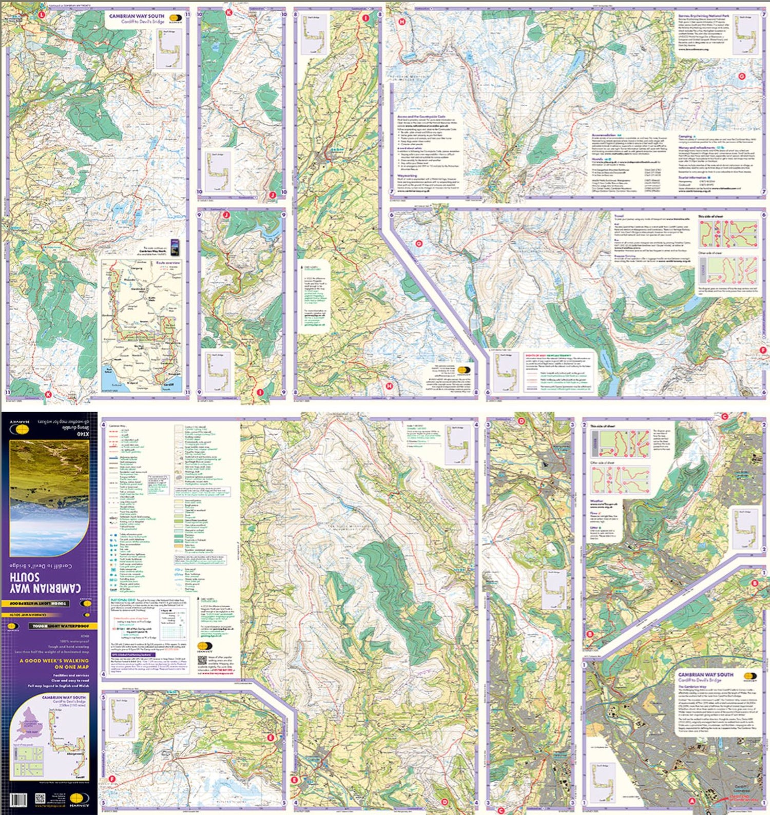 Carte de randonnée - Cambrian Way South XT40 | Harvey Maps carte de randonnée Harvey Maps