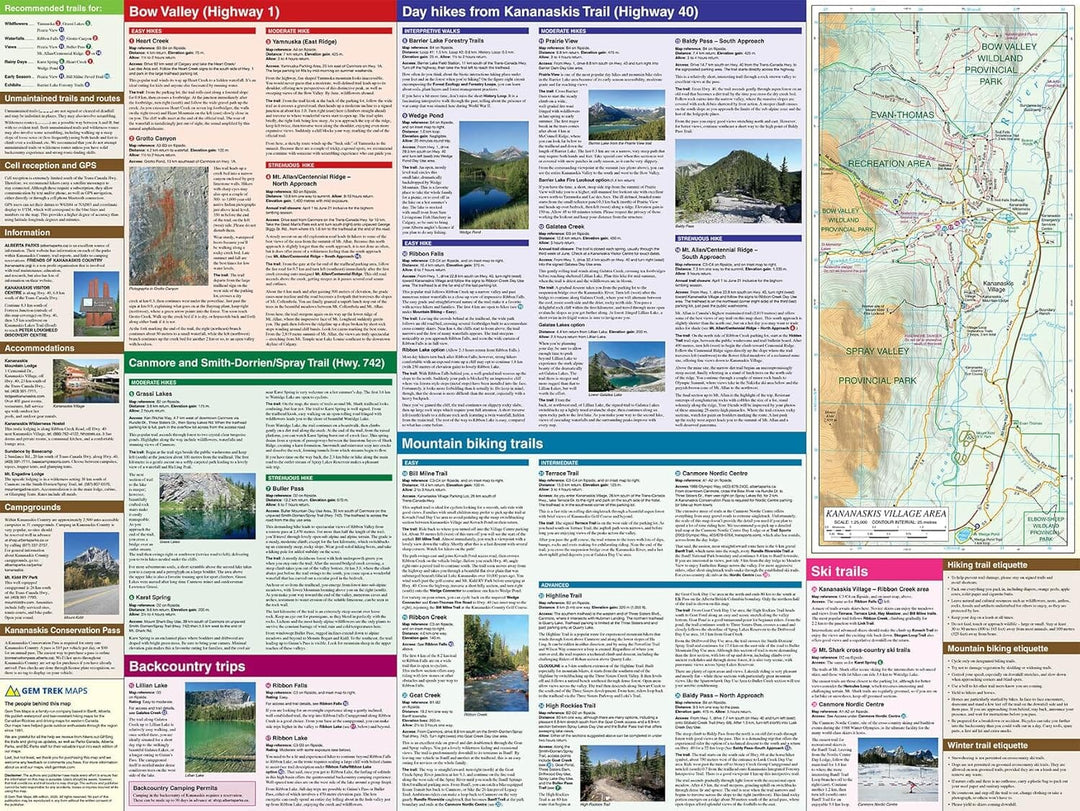 Carte de randonnée - Canmore & Kananaskis village (Alberta) | Gem Trek carte de randonnée Gem Trek Publishing 