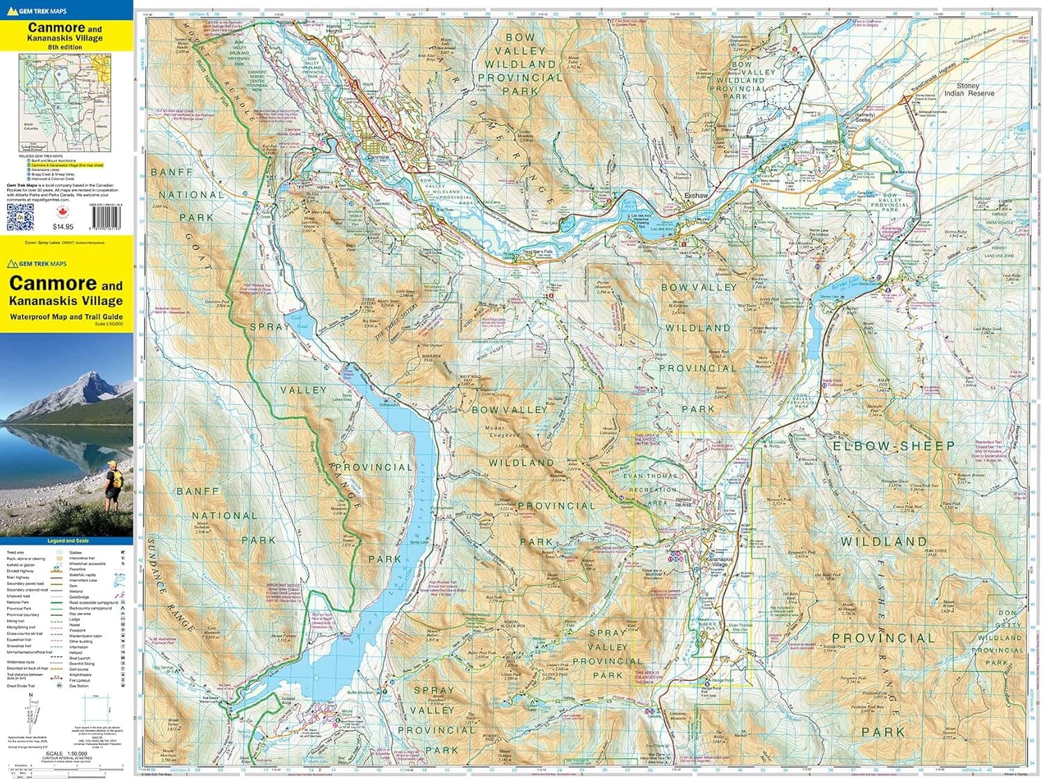 Carte de randonnée - Canmore & Kananaskis village (Alberta) | Gem Trek carte de randonnée Gem Trek Publishing 
