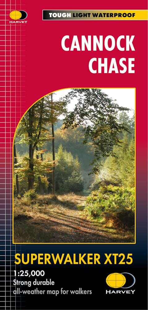 Carte de randonnée - Cannock Chase XT25 | Harvey Maps - Superwalker maps carte de randonnée Harvey Maps