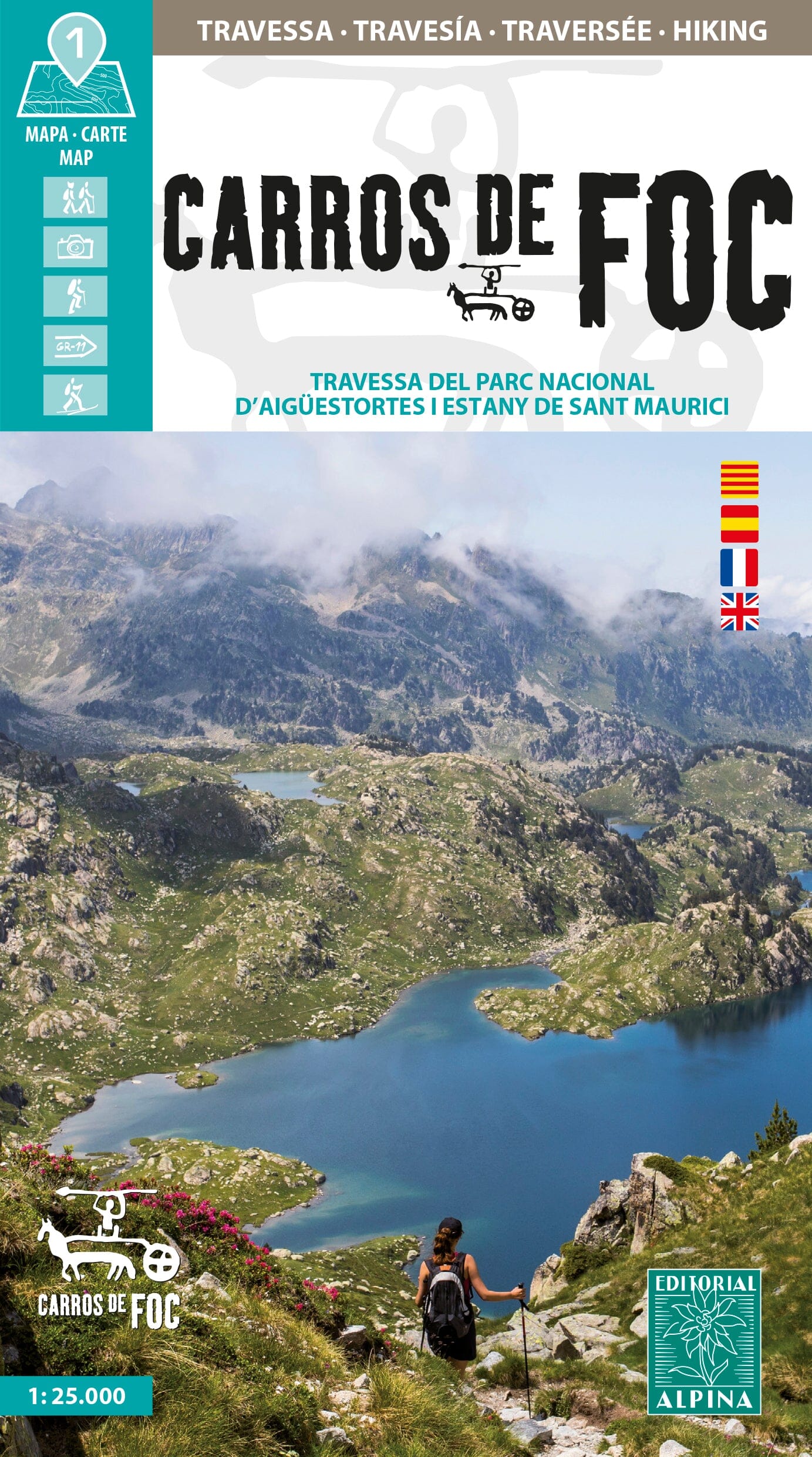 Carte de randonnée - Carros de Foc, Traversée du Parc national d'Aigüestortes & Lac de Sant Maurice (Pyrénées catalanes) | Alpina carte de randonnée Editorial Alpina