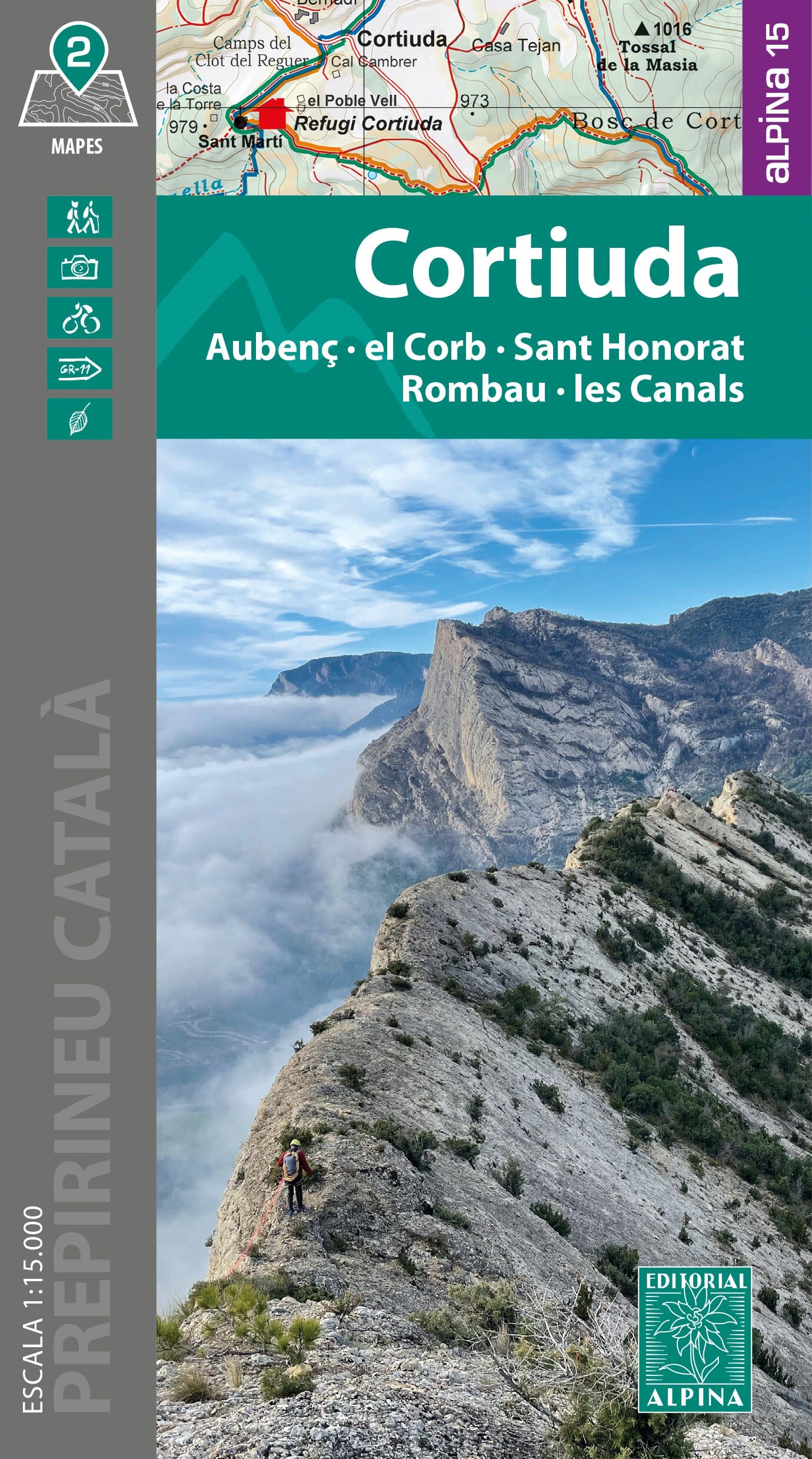 Carte de randonnée - Cortiuda, Serra d’Aubenç, El Corb, Sant Honorat | Alpina - 1:15 000 carte de randonnée Editorial Alpina 