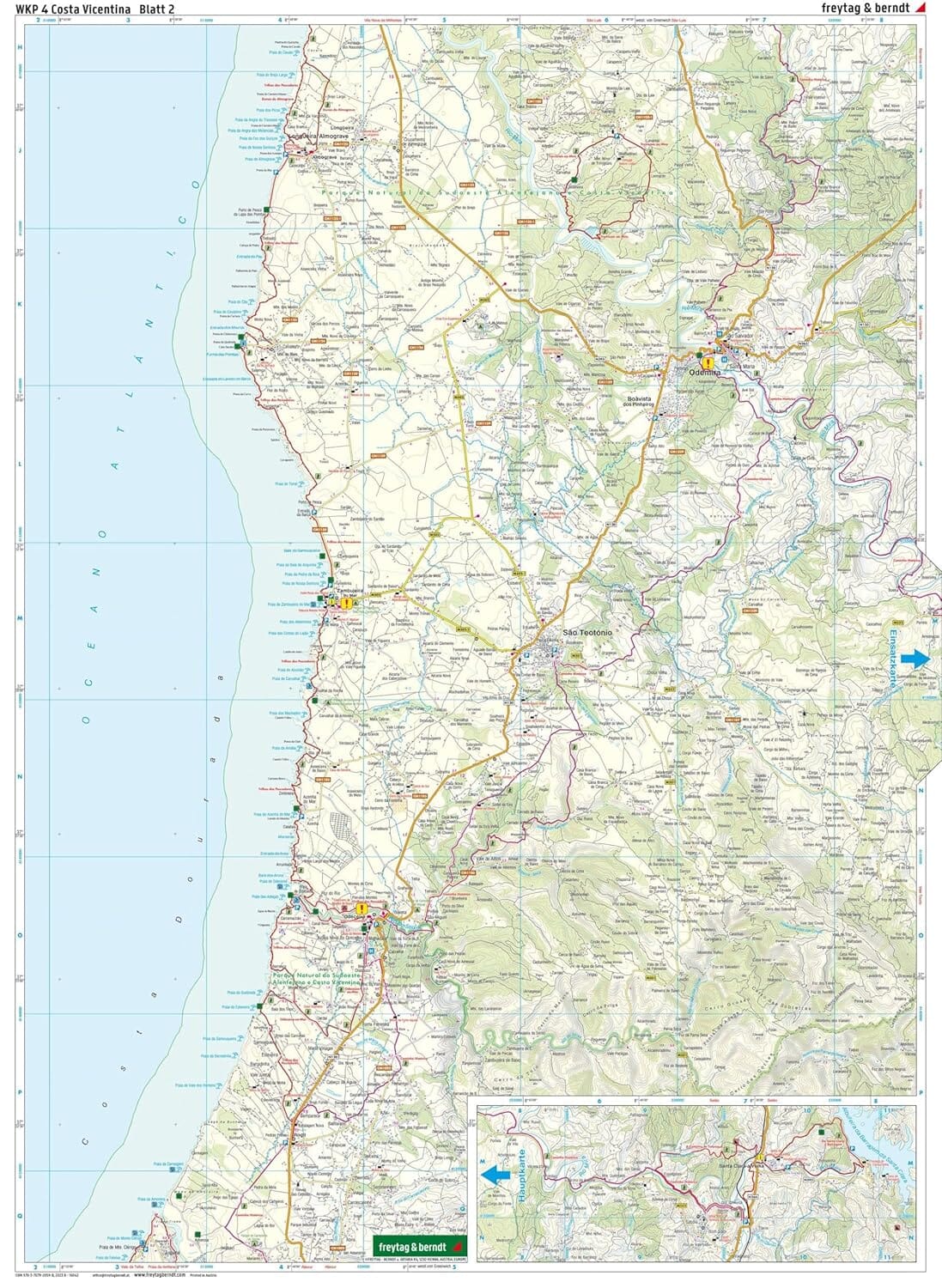 Carte de randonnée - Costa Vicentina 1:50 000 (Portugal) | Freytag & Berndt carte de randonnée Freytag & Berndt 