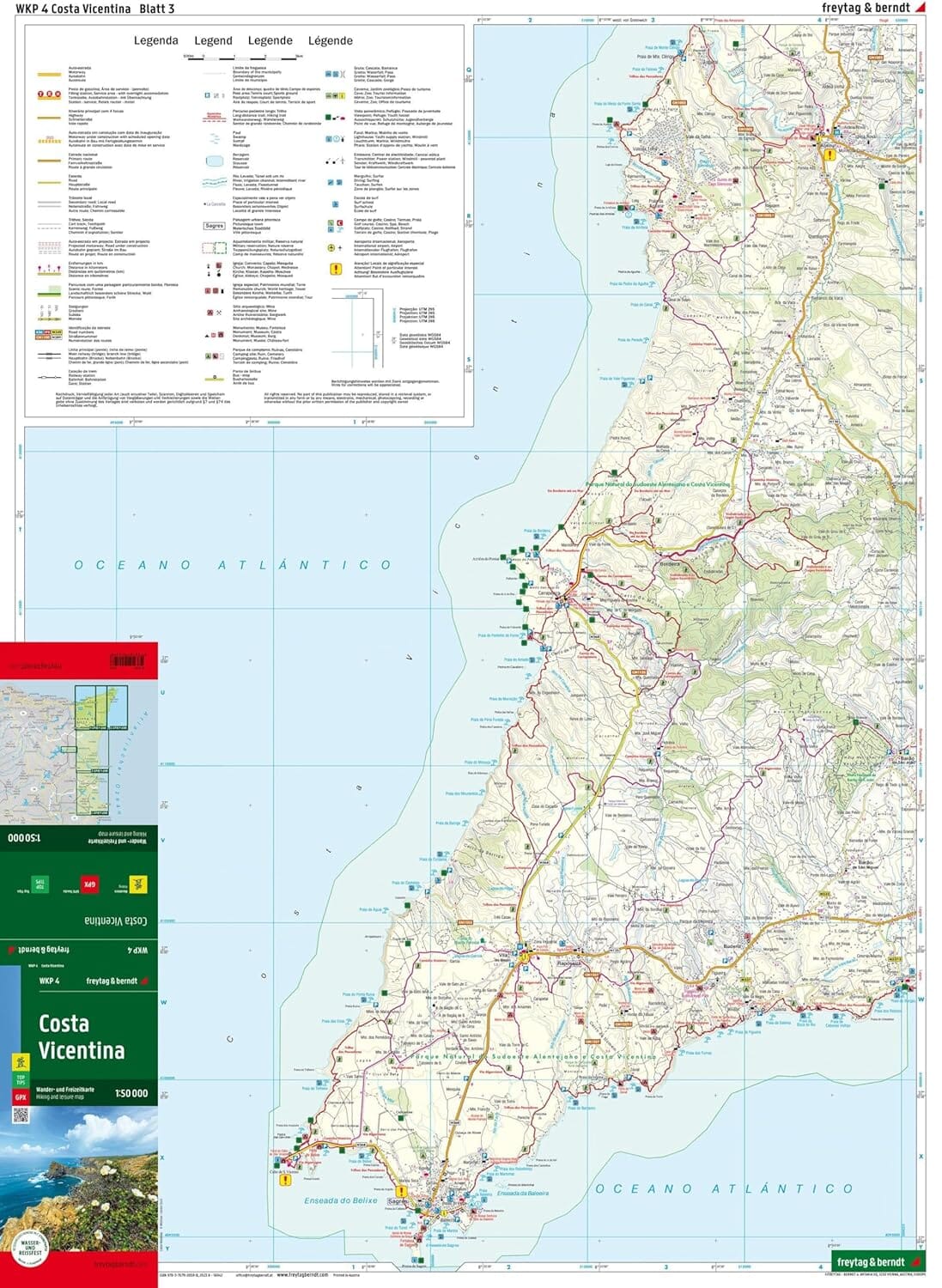 Carte de randonnée - Costa Vicentina 1:50 000 (Portugal) | Freytag & Berndt carte de randonnée Freytag & Berndt 