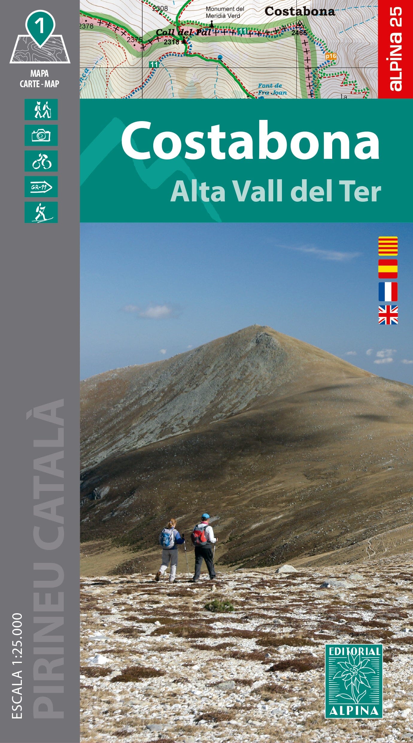 Carte de randonnée - Costabona & Haute Vallée du Ter (Pyrénées Catalanes) | Alpina carte de randonnée Editorial Alpina 