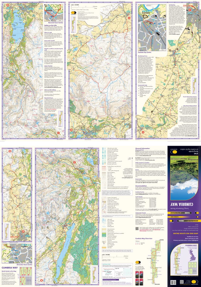 Carte de randonnée - Cumbria Way XT40 | Harvey Maps - National Trail maps carte de randonnée Harvey Maps 