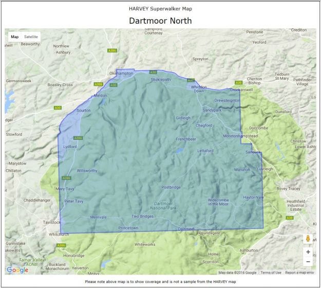 Carte de randonnée - Dartmoor Nord XT25 | Harvey Maps - Superwalker maps carte de randonnée Harvey Maps 
