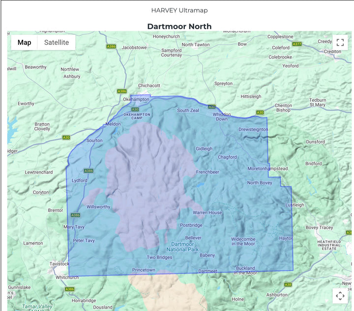 Carte de randonnée - Dartmoor Nord XT40 | Harvey Maps - Ultramap carte de randonnée Harvey Maps 