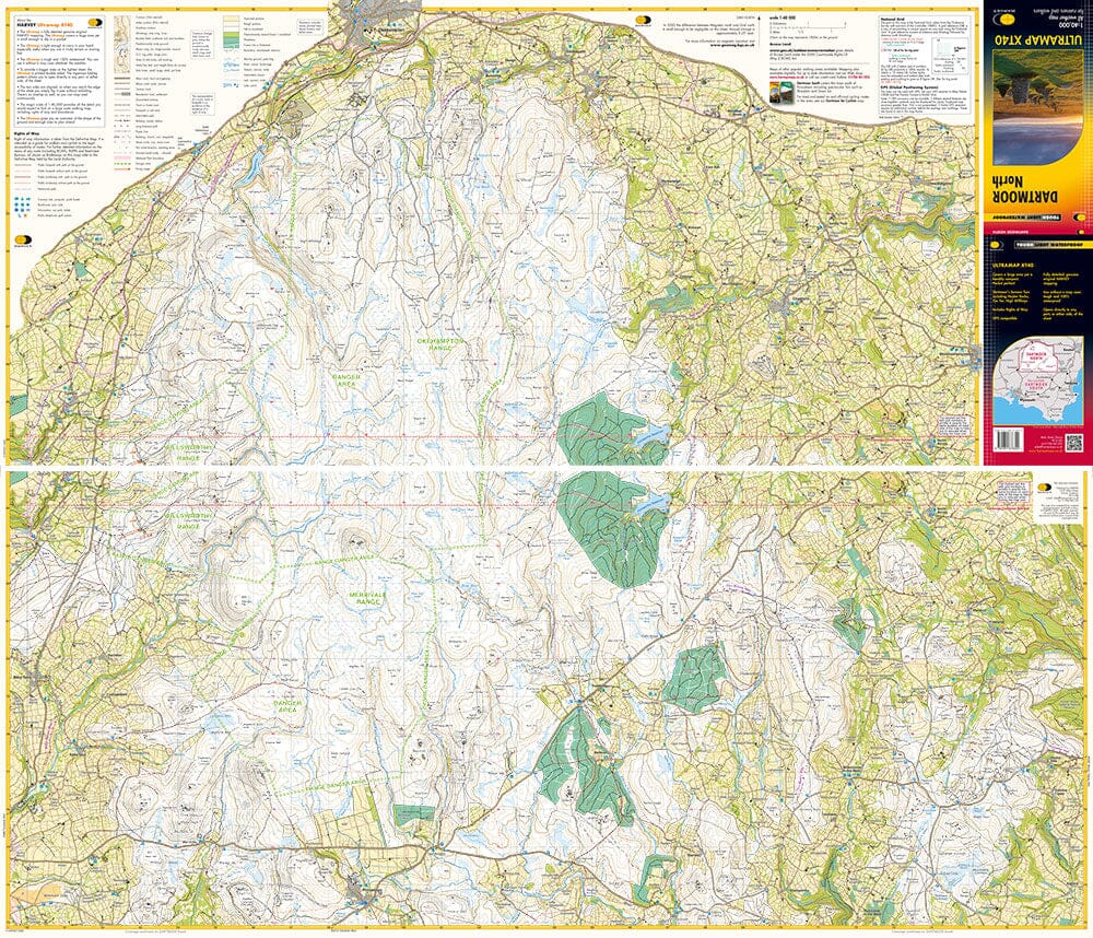 Carte de randonnée - Dartmoor Nord XT40 | Harvey Maps - Ultramap carte de randonnée Harvey Maps 