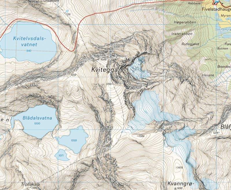 Carte de randonnée en montagne - Hornindal (Norvège) | Calazo - Høyfjellskart carte de randonnée Calazo