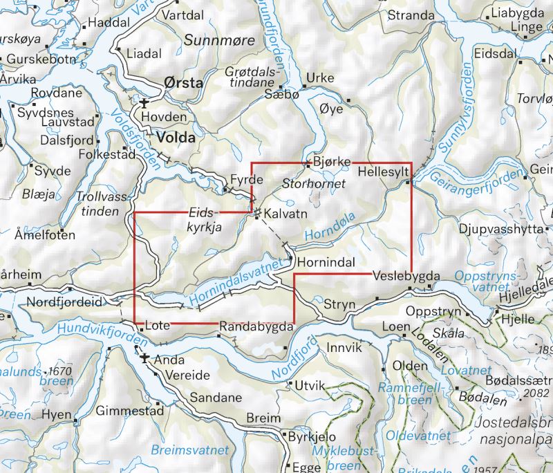 Carte de randonnée en montagne - Hornindal (Norvège) | Calazo - Høyfjellskart carte de randonnée Calazo