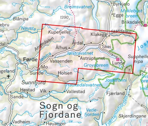 Carte de randonnée en montagne - Jølster (Norvège) | Calazo - Høyfjellskart carte de randonnée Calazo