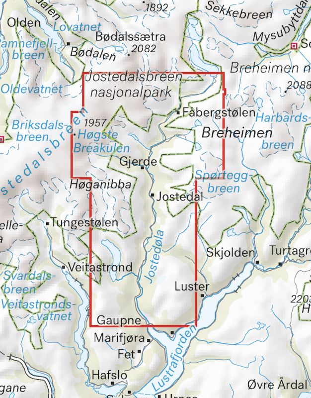 Carte de randonnée en montagne - Jostedalen (Norvège) | Calazo - Høyfjellskart carte pliée Calazo 