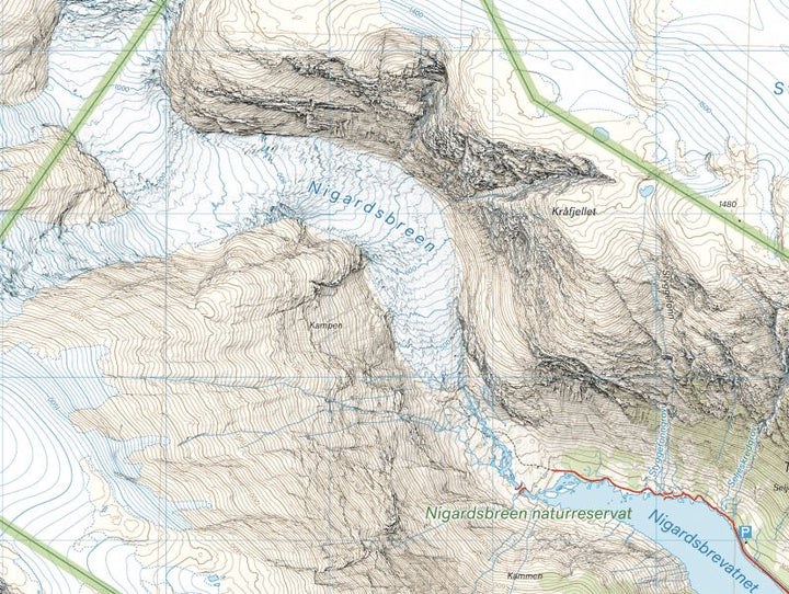 Carte de randonnée en montagne - Jostedalen (Norvège) | Calazo - Høyfjellskart carte de randonnée Calazo