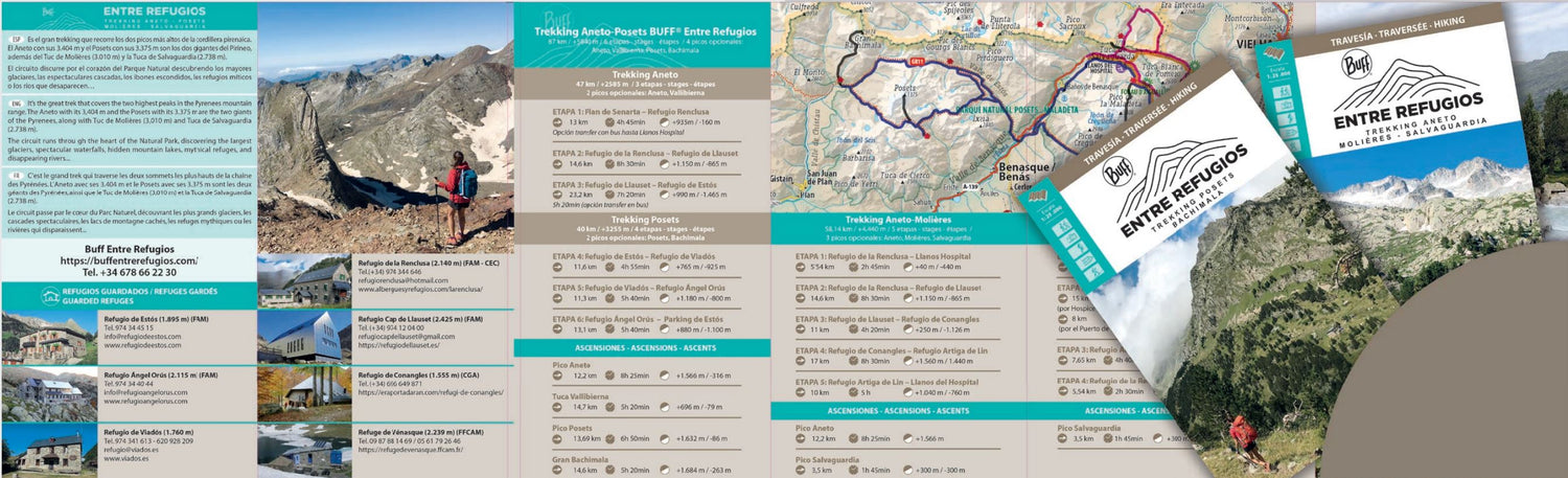 Lot de 2 cartes de randonnée - Entre Refugios : Trekking Aneto, Posets, Molières, Salvaguardia (Pyrénées) | Alpina carte de randonnée Editorial Alpina