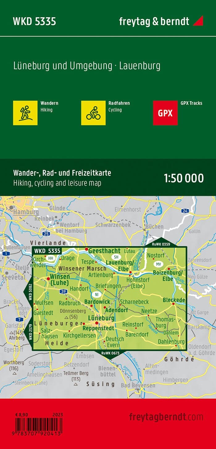 Carte de randonnée et cycliste n° WKD5335 - Lüneburg et ses environs | Freytag & Berndt carte pliée Freytag & Berndt 