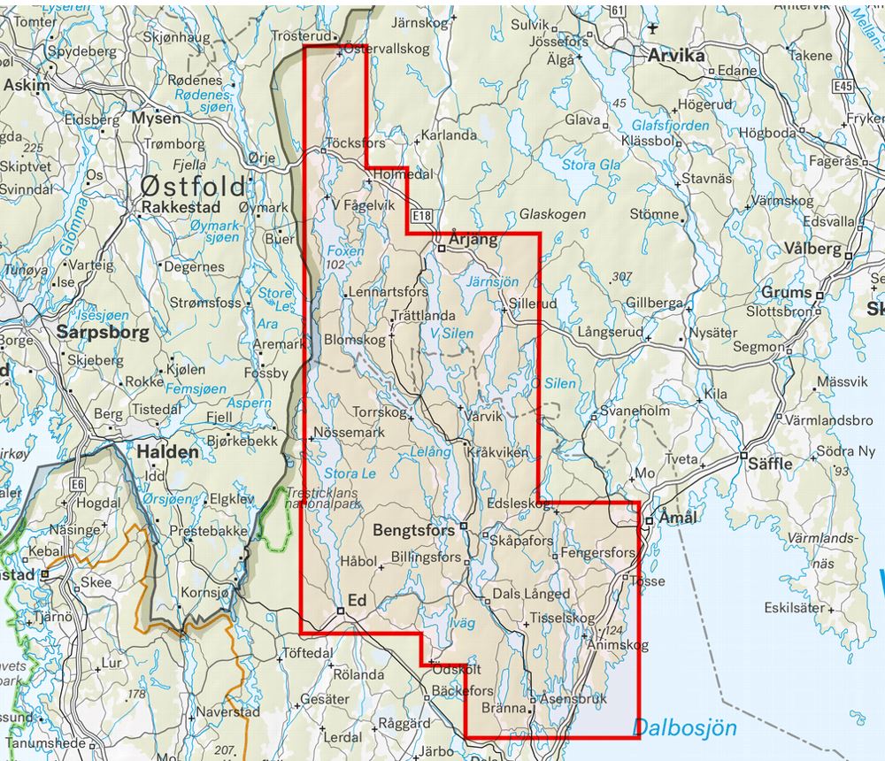 Carte de randonnée et d'activités nautiques - Dalslands kanal (Suède) | Calazo - 1/50 000 carte de randonnée Calazo