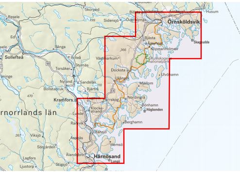 Carte de randonnée et d'activités nautiques - Höga Kusten (Suède) | Calazo - 1/50 000 carte de randonnée Calazo