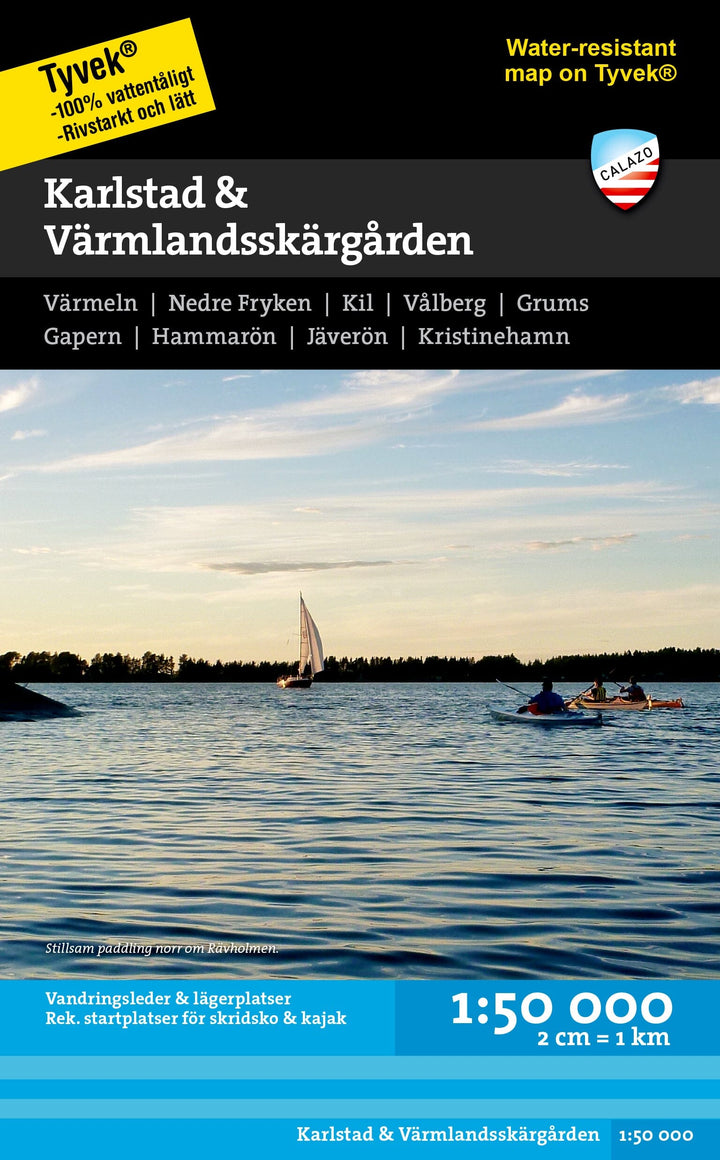 Carte de randonnée et d'activités nautiques - Karlstad & Värmlandsskärgården (Suède) | Calazo - 1/50 000 carte pliée Calazo 