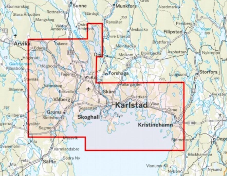 Carte de randonnée et d'activités nautiques - Karlstad & Värmlandsskärgården (Suède) | Calazo - 1/50 000 carte de randonnée Calazo