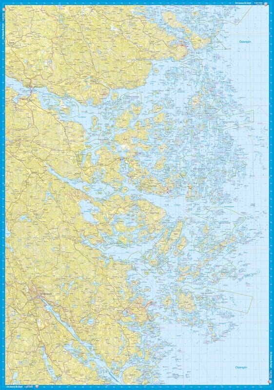 Carte de randonnée et d'activités nautiques - St Anna & Gryts skärgårdar (Suède) | Calazo - 1/50 000 carte de randonnée Calazo