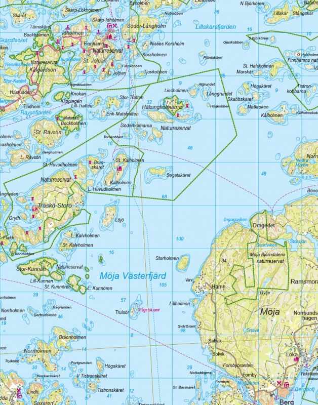 Carte de randonnée et d'activités nautiques - Stockholms skärgård - Norra (Suède) | Calazo - 1/50 000 carte de randonnée Calazo