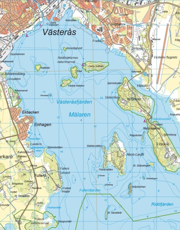 Carte de randonnée et d'activités nautiques - Västra Mälaren (Suède) | Calazo - 1/50 000 carte de randonnée Calazo