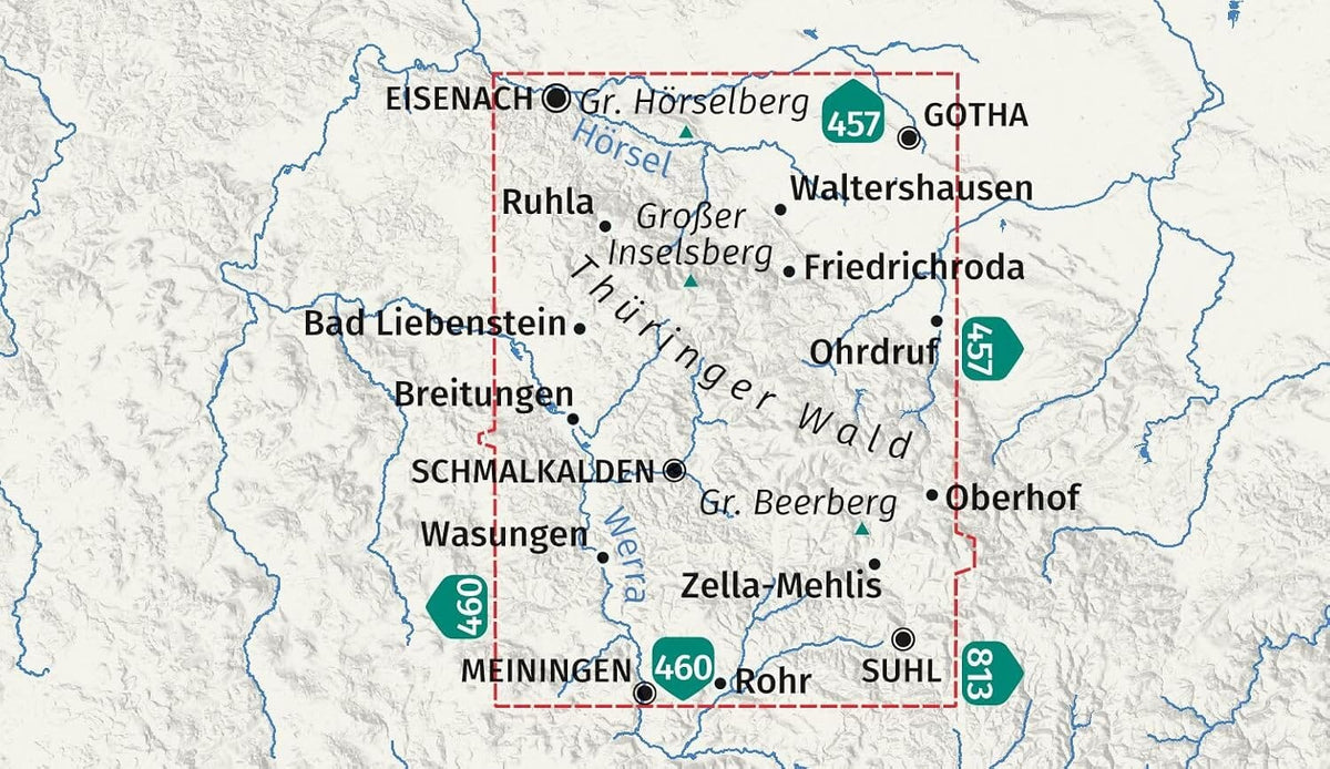 Carte de randonnée et vélo n° 812 - Forêt de Thuringe Ouest (Allemagne) | Kompass carte de randonnée Kompass 