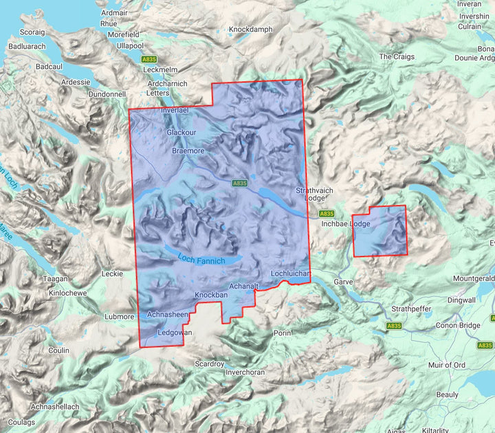 Carte de randonnée - Fannichs Seana Bhraigh & Ben Wyvis XT25 | Harvey Maps - Superwalker maps carte de randonnée Harvey Maps 