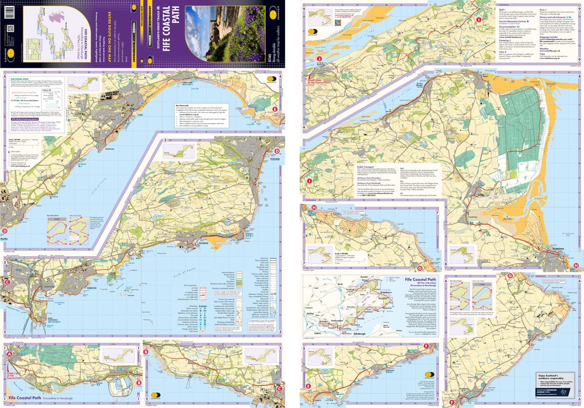 Carte de randonnée - Fife Coastal Path XT40 | Harvey Maps - National Trail maps carte de randonnée Harvey Maps 