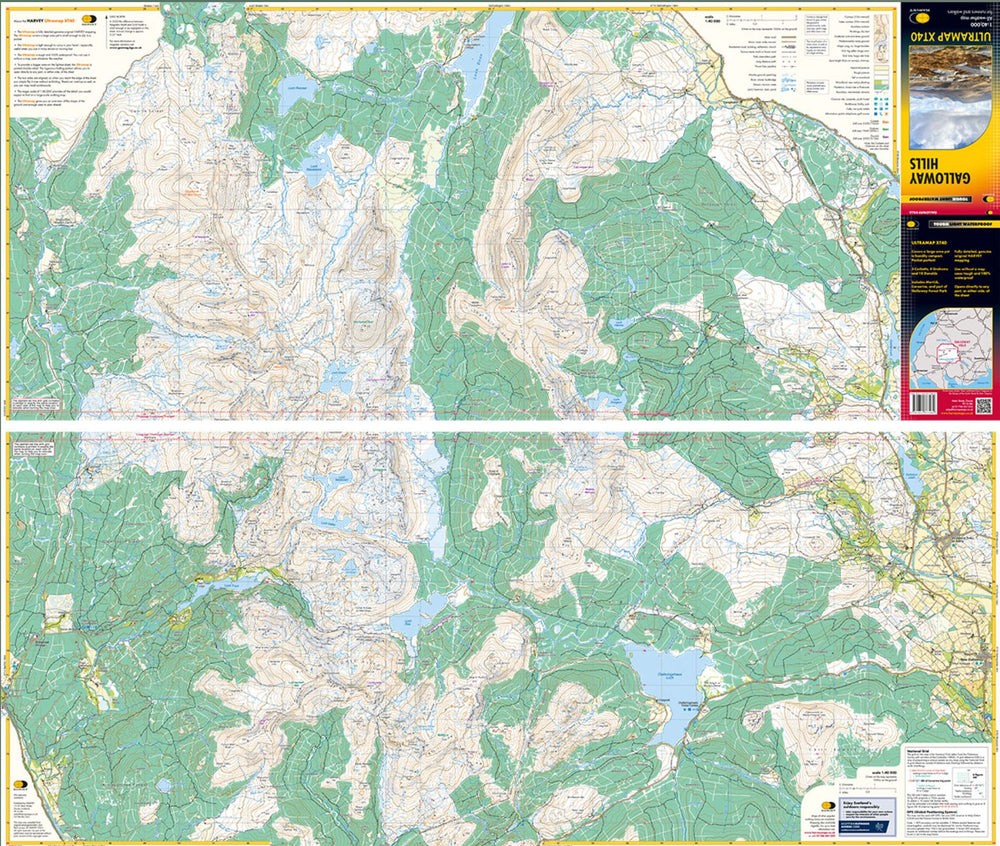 Carte de randonnée - Galloway Hills XT40 (Écosse) | Harvey Maps - Ultramap carte de randonnée Harvey Maps 