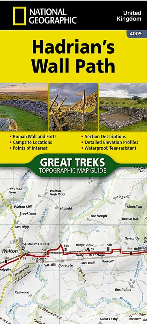 Carte de randonnée - Hadrian's Wall Path | National Geographic - Great Treks carte de randonnée National Geographic