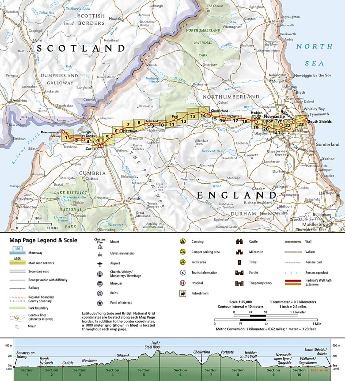 Carte de randonnée - Hadrian's Wall Path | National Geographic - Great Treks carte de randonnée National Geographic