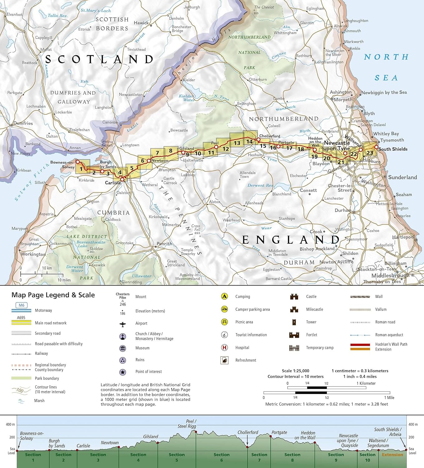 Carte de randonnée - Hadrian's Wall Path | National Geographic - Great Treks carte de randonnée National Geographic