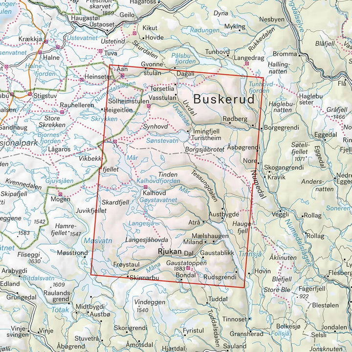 Carte de randonnée - Hardangervidda Est, Rjukan & Gaustatoppen | Calazo - 1:50 000 carte de randonnée Calazo 