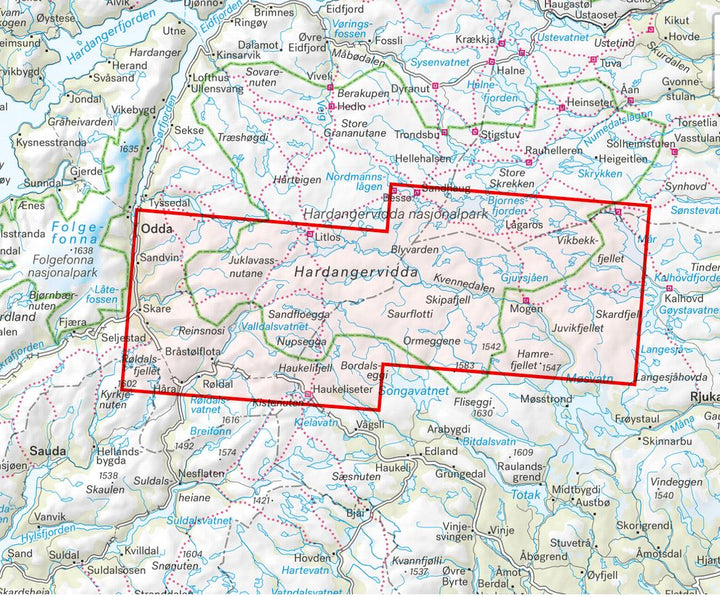 Carte de randonnée - Hardangervidda sør (Norvège) | Calazo - 1/50 000 carte pliée Calazo 