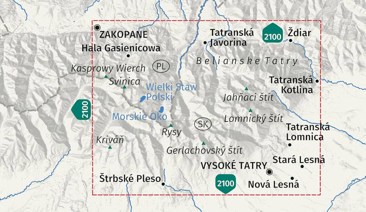 Carte de randonnée - Hautes Tatras & Tatras de Bela | Kompass 2130 - 1:25 000 carte de randonnée Kompass