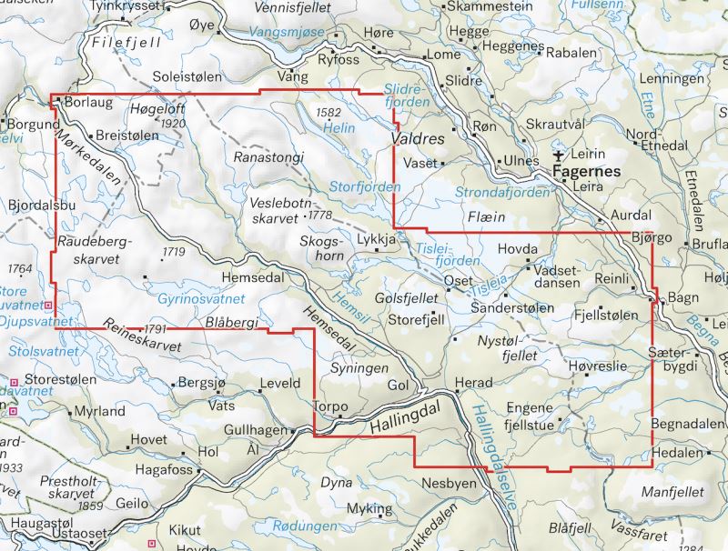 Carte de randonnée - Hemsedal, Golsjellet & Gol (Norvège) | Calazo - 1/50 000 carte de randonnée Calazo