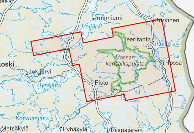 Carte de randonnée - Hossa Kylmäluoma (Finlande) | Calazo carte de randonnée Calazo