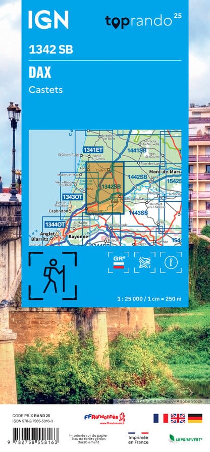 Carte de randonnée IGN Série Bleue n° 1342 - Dax, Castets carte de randonnée IGN 